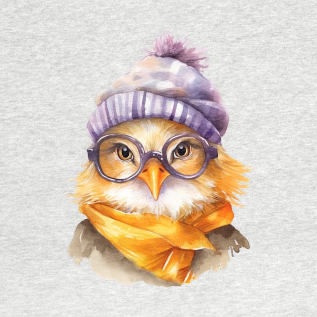 Cozy Chicken in a Purple Hat by Things2followuhome